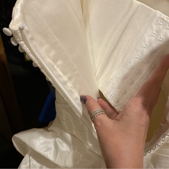 Modeca “Mary” ravello taffeta strapless drop-waist ball gown wedding gown - Picture 8 of 10